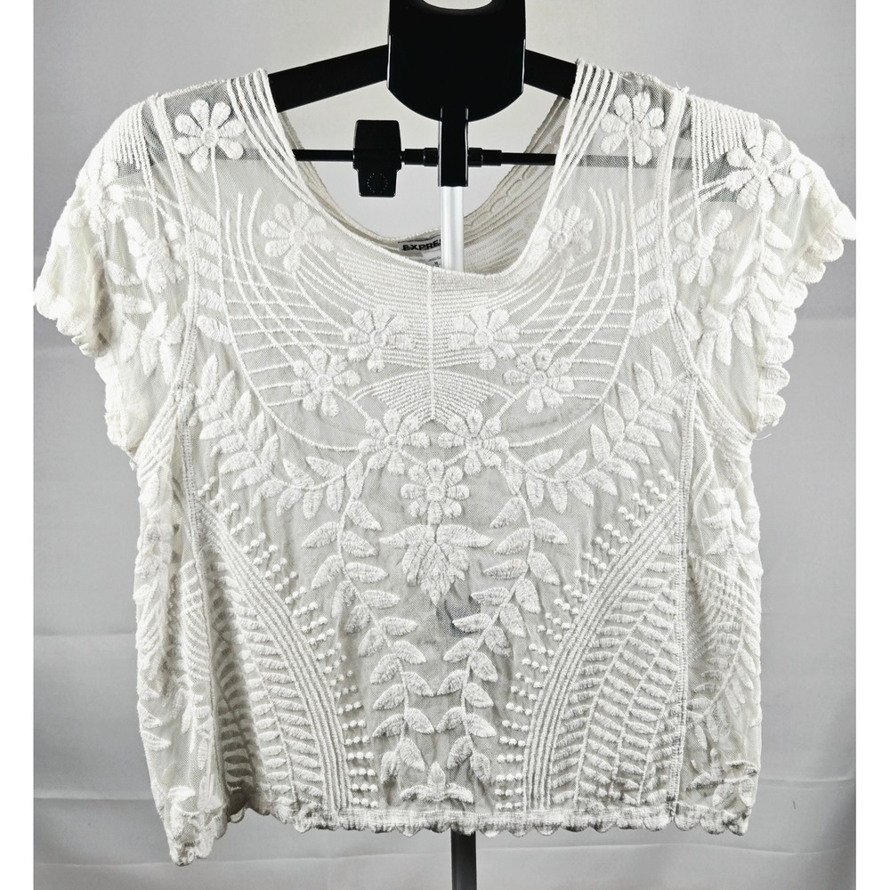 Boho Romantic Embroidered Sheer Layering Peasant Express‎ Top, Medium